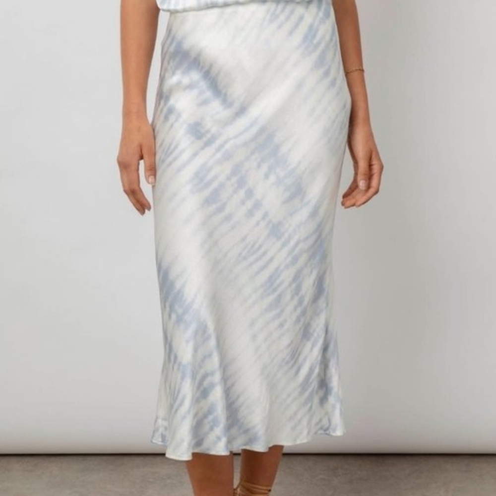 Rails Anya Light Blue and White Midi Skirt Small